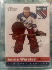 LORNE “GUMP” WORSLEY 2001 Topps Heritage Reprint Relic New York Rangers