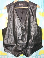 Wilsons Leather Vest Waistcoat Button Front sz XL Mens Black Western Biker