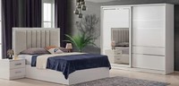 5-Teiliges Schlafzimmer-Set Bett 2 Nachttische Schrank Schminktisch
