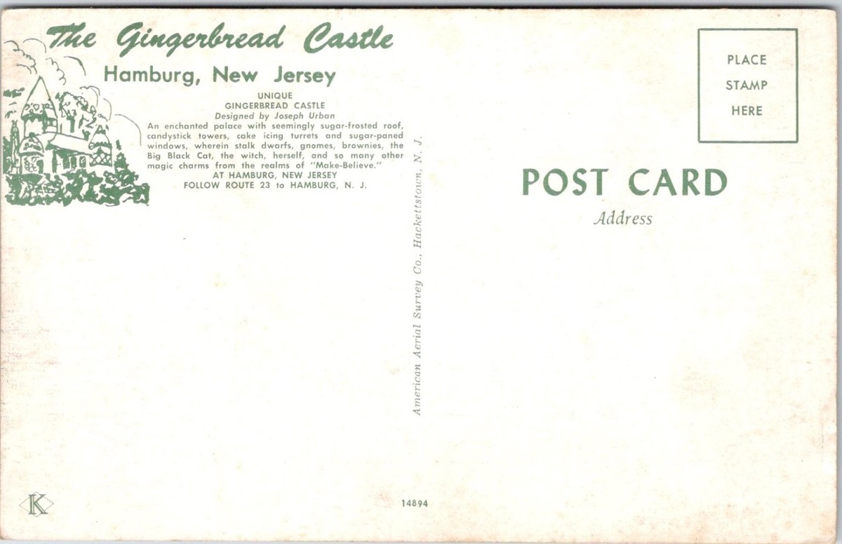 Vintage Gingerbread Castle Postcard Hamburg NJ by Joseph Urban
