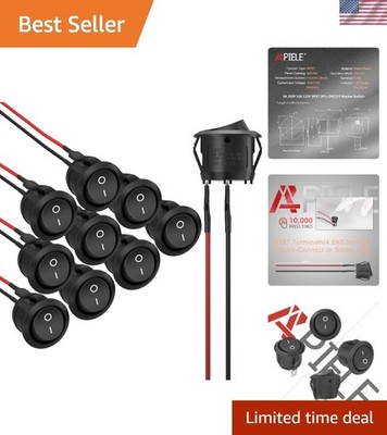 10Pcs Rocker Switch ON Off Mini Round Switch SPST 2Pin Snap-in Design Car Boa...
