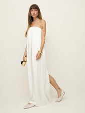 $498 Reformation Oletta Strapless Satin Maxi Dress Gown White Bridal Formal Sz 0