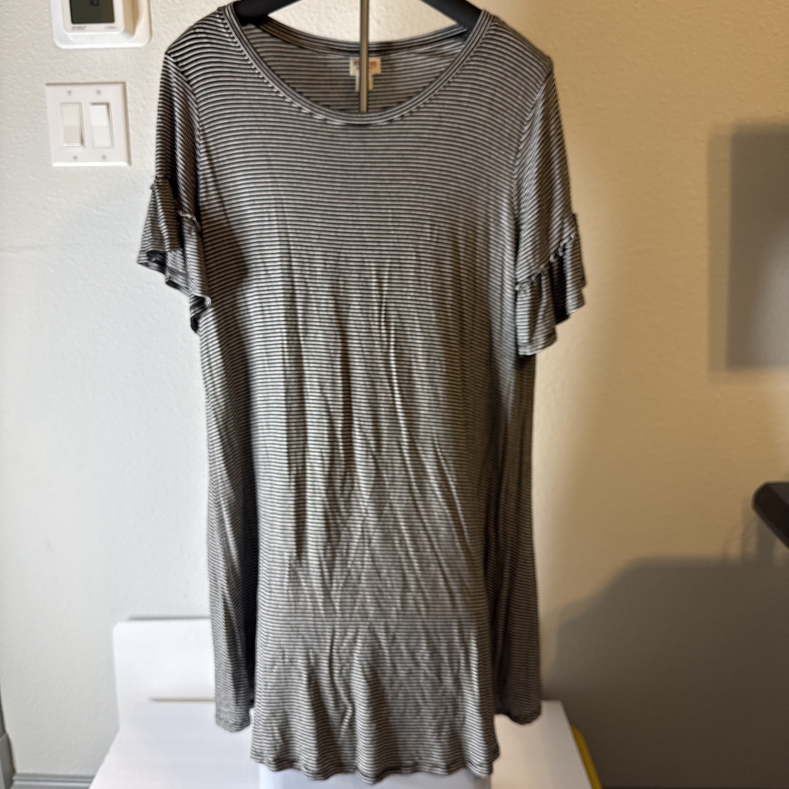 Mossimo Women’s Target T-shirt Dress Casual Black & White Striped Size XL