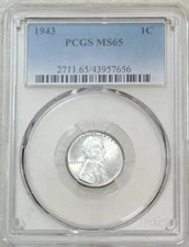 1943 P Lincoln Wartime Steel Cent PCGS MS65 Bright Luster PQ New Holder #W167Z
