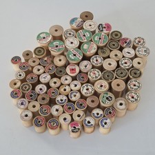 Vintage Lot of 82 Assorted Empty Wooden Thread SPOOLS Coats Clarks J P Coats