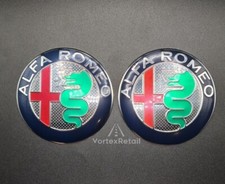 2X 74mm ALFA ROMEO NEW STYLE EMBLEM BADGES GT 147 159 MITO GIULIETTA BONNET