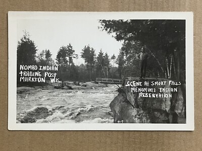 Postcard RPPC Markton WI Nomad Indian Trading Post Smoky Falls Menomonee