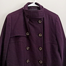 Nine West Wool Blend Coat Women Size 10 Purple Mid Length Doublebreasted 