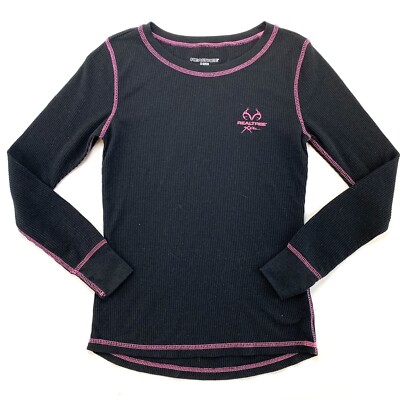 REALTREE Girls Size Medium 8-10 Black Thermal Top