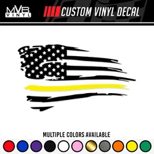 Tow Operators Distressed American Flag Vinyl Decal Support Thin Yellow Line