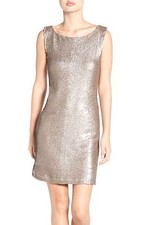 BB DAKOTA 'PENLEY' SEQUIN SHIFT SHIMMER GOLD DRESS sz M