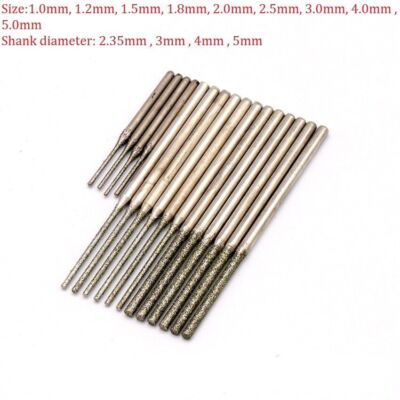 1mm-5mm Diamond Coated Tipped Drill Bit Jewelry Shell Glass Gemstones Lapidary 