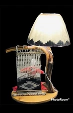 Vintage Native Weaver Willow Carved Accent Table Lamp *RARE*
