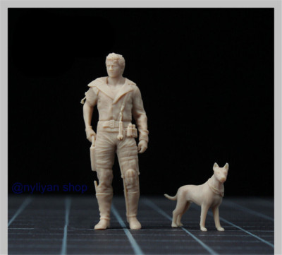 Mini 1/43 Mad Max Man Dog Scene Props Doll Figures Model Fit Cars Vehicles Toys