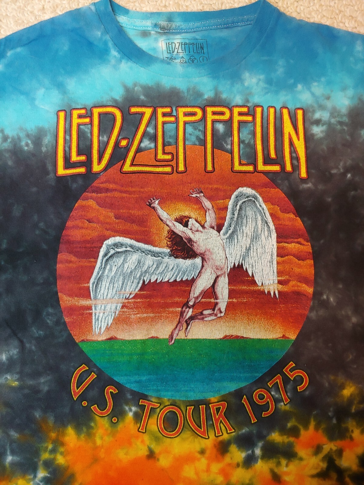 LED ZEPPELIN US Tour 1975 TShirt Tie Dye Size L Gem