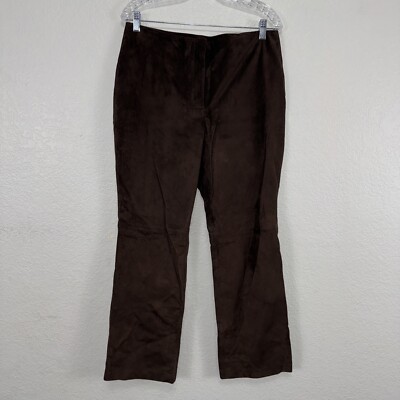 Apostrophe 100% Genuine Leather Pants NWT Women 14P Petite Brown Suede Y2K Boho