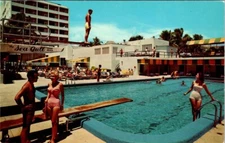 The Sea Gull Hotel Poolside Swimmers Sunbathing Diving Board Miami Beach FLA