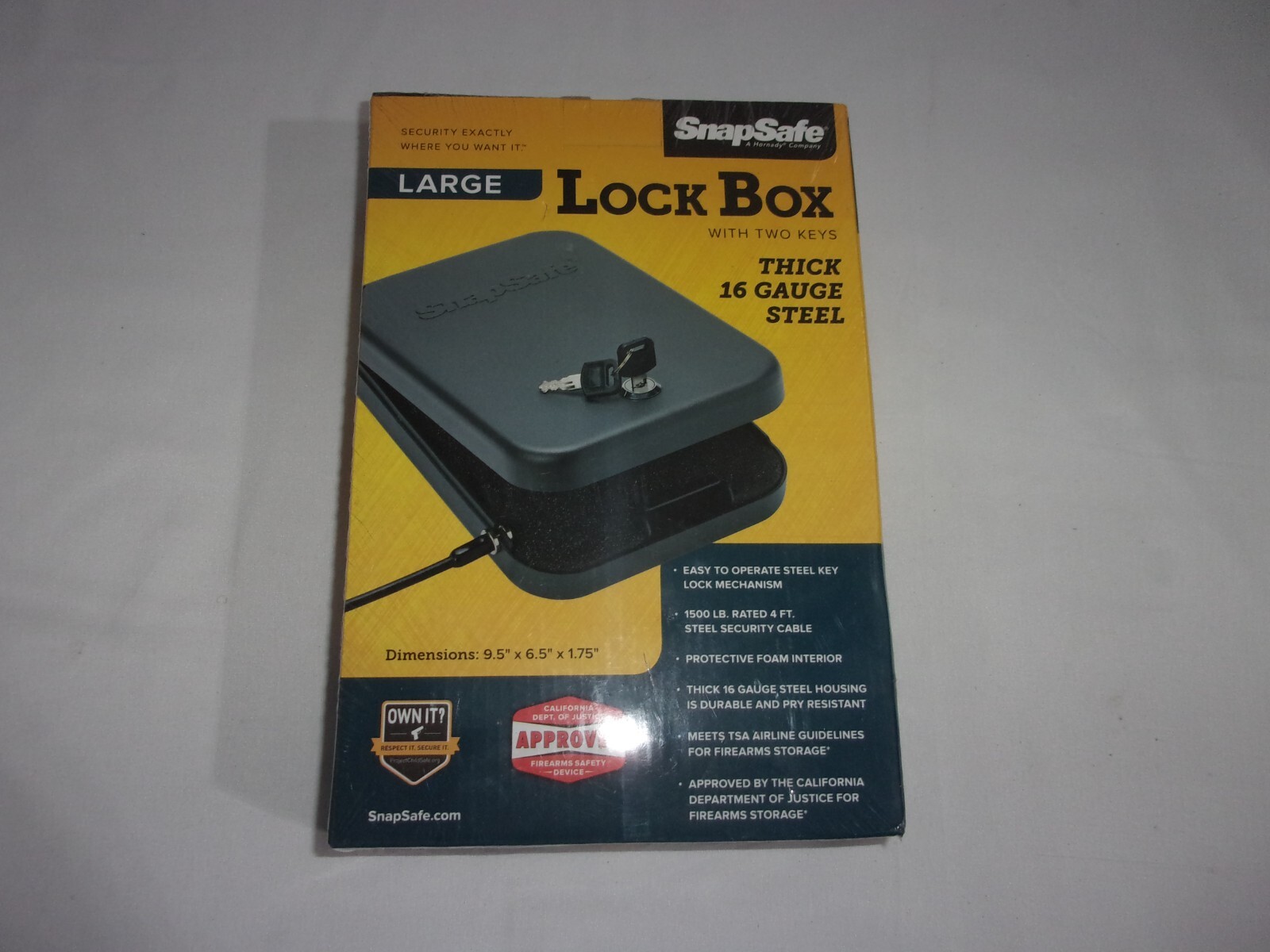 SnapSafe, Large Lock Box, NEW, Model: 75205, TSA Safe Firearm Storage New Sealed