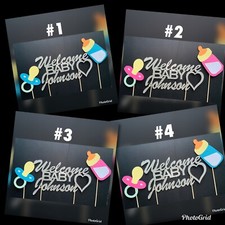 3 Unit Baby Shower Cake Topper WELCOME BABY PERSONALIZED