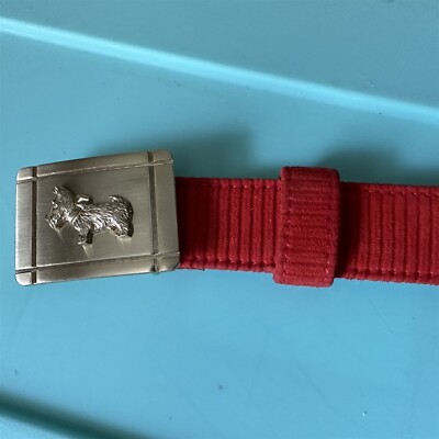 Escada Scottie Dog Belt Red Ribcord Suede Buckle Italy 