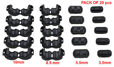 NEW 20 Peices Clip-on Ferrite Ring Core RFI EMI Noise Suppressor Snap Cable Clip