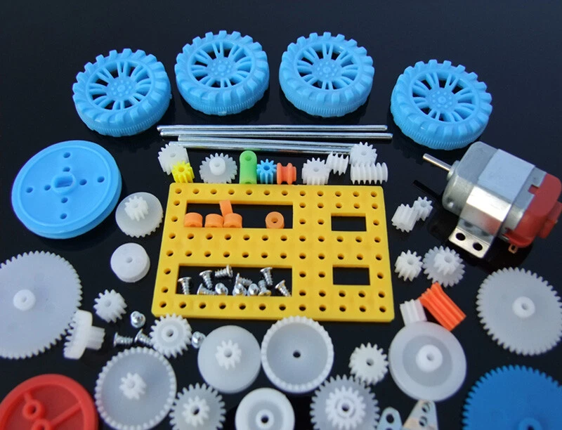 77pcs Plastic Gear Gearbox 130 DC Motor DIY Wheel Drive Car Robot Belt Pulley - Image 4 of 4