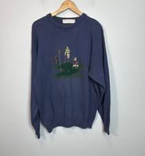 Vintage Mens Navy Blue Golf Golfer Golfing Sweater John Ashford X-Large Cotton