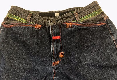 MarithéFrançoisGirbaud XStitchDenimPants Marithe Francois Girbaud Jeans, Y2k Laced up Pants, Lace up