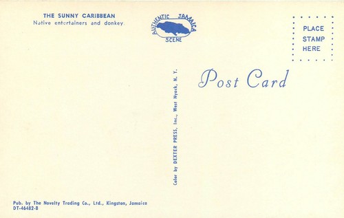 Postal burro de artistas nativos en la playa Jamaica The W I mula - Imagen 2 de 2