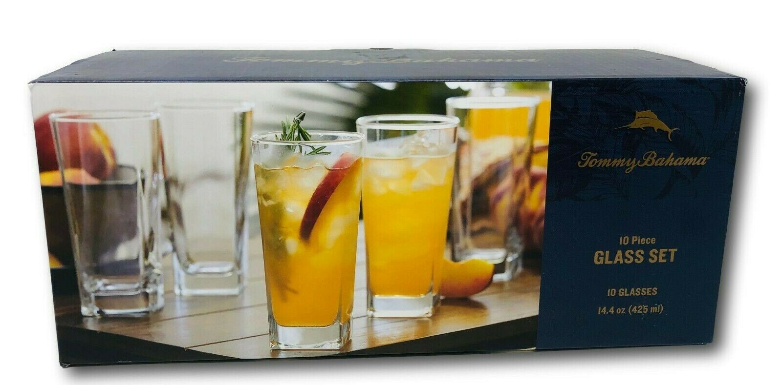 TOMMY BAHAMA 10 PIECE GLASS SET 14.4 OZ 
