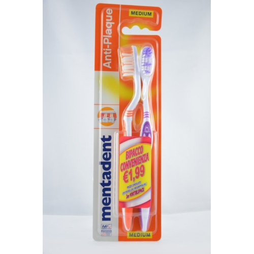 Mentadent Spazzolino Plus Duo Medium 1pz