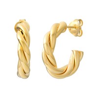 Cai Creolen 925 Silber Vergoldet Ohrringe Poliert Twisted Chunky Hoops Damen Neu