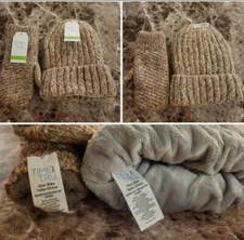 Time and Tru Winter Hat & Mitten Thermal Set- Multicolor-One Size-New!