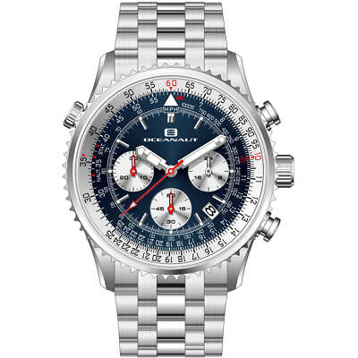 Oceanaut Men's Watch Flight Quartz Blue Dial Stainless Steel Bracelet OC0122