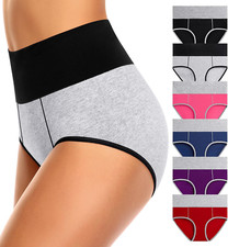 Women's High-Waisted Cotton Underwear, Tummy Control Full-Coverage Briefs
