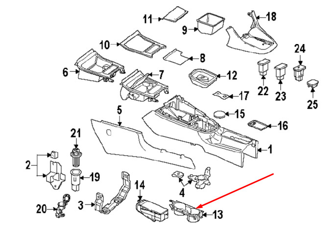 Porte-gobelet pour console centrale Volkswagen Eos 5K0862531A82V 2013 d'origine