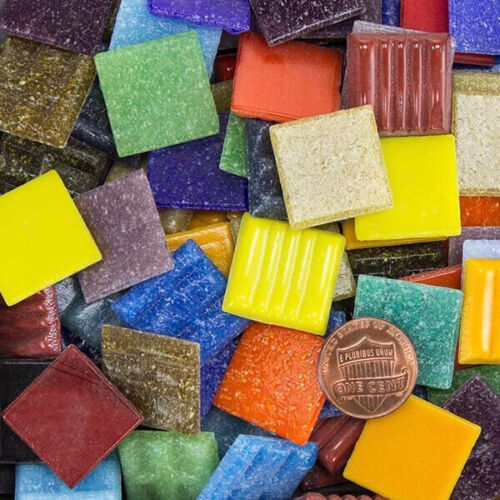 Rainbow Assortment Glass Mosaic Tile 3/4" Vitreous 20mm 1 Pound (~165 tiles) - Picture 1 of 2