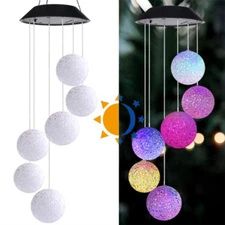 Color Changing Solar Wind Chimes Lights LED Ball Hanging Lamp Yard Garden Decor
