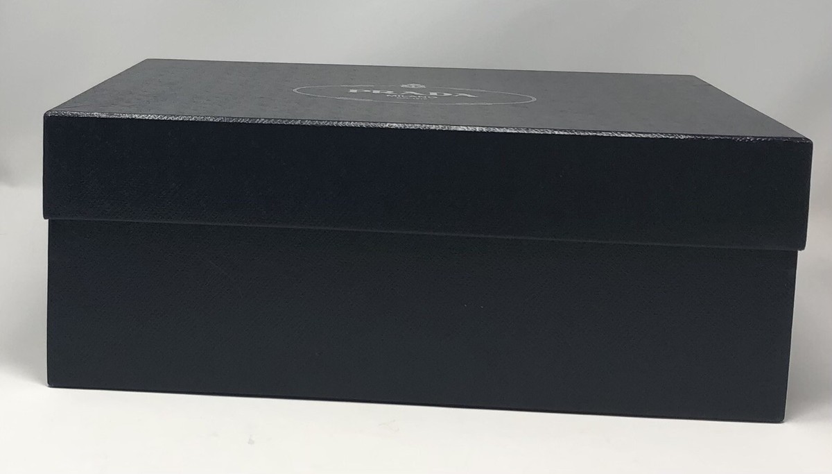 Authentic Prada Milano EMPTY Silver & Dark Navy Shoe Box 13.5 x