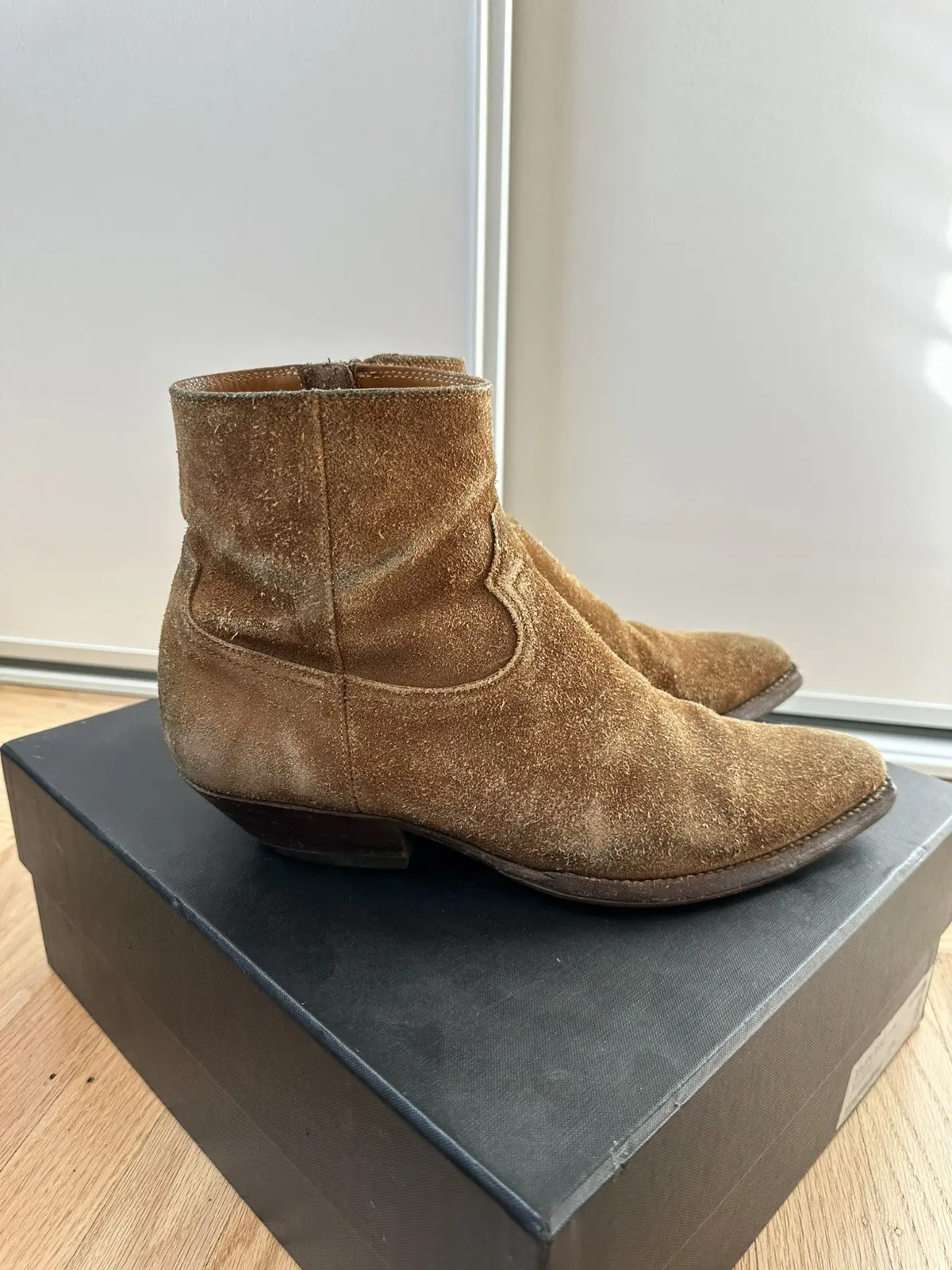 Stivali Saint Laurent Paris Santiag noce scamosciata zip 41 5 Psych Rock SS15 INVIA OFFERTE