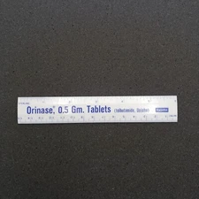 Small Orinase Tablets ( Upjohn ) White & Blue Plastic 6 Inch Advertising Ruler