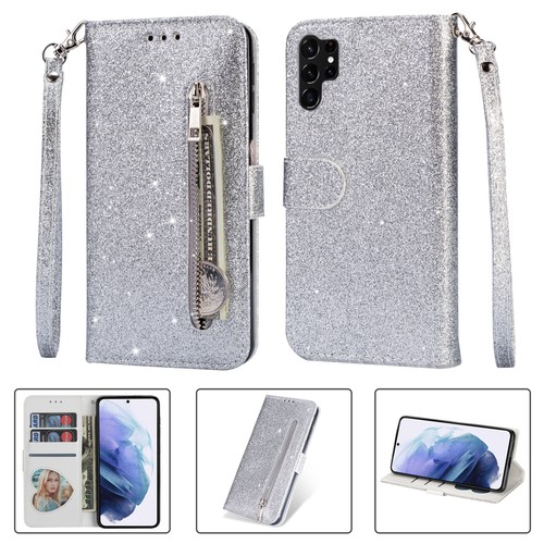 Shiny Leather Zip Wallet Case for Samsung S24/S23/S22/S21/A06/A16 w/Wrist Strap - Picture 12 of 46