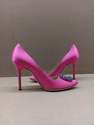 Escarpins Manolo Blahnik Parinasan Satin Rose Talons 105 - Taille 39 (US 9) - Neuf Avec étiquettes