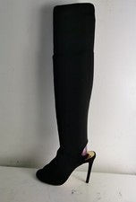 RIVER ISLAND UK 6 EU 39 WOMENS BLACK KNIT  OVER THE KNEE /THIGH HEELS BOOTS