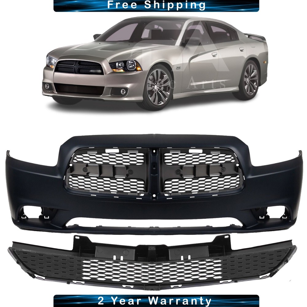 Front Bumper Cover Fascia & Grille Assembly Kit For 2011-2014 Dodge Charger
