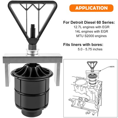 J-45876 Cylinder Liner Puller/Remover Tool For Detroit Diesel 60 Series (12.7L, 14L) & MTU