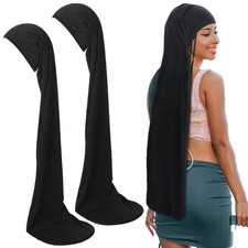 2 PCS Black Jumbo Dreadlock Cap Hair Dreads Head Wrap Sleeping 37 Inch