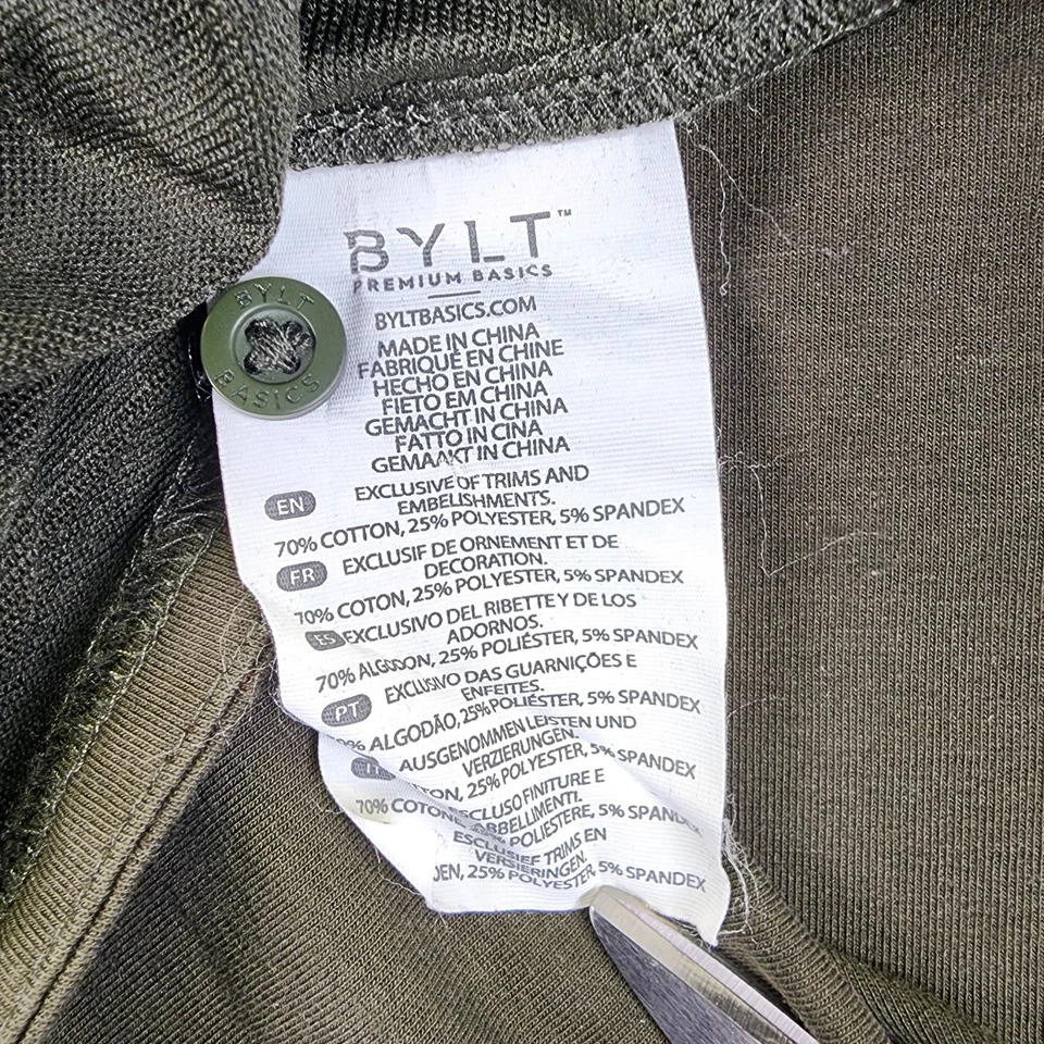 BYLT Premium Basics Lux Button Front Short Sleeve Shirt Men's S Green Drop Cut - Image 4 of 4