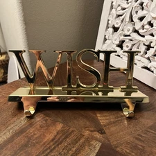 Wish Christmas Stocking Hanger Double Hook Golf Tone Finish Heavy 11x5x3 Decor