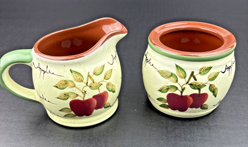 Home Interiors Apple Orchard Collection Sugar & Creamer Set in MINT Condition